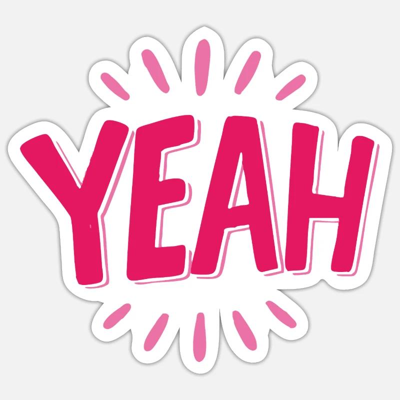 yes pink lettering with rays - Sticker size S (10 x 10 cm) - white matte