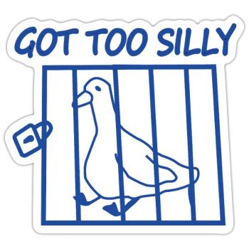 Trop bête d’oiseau dans une cage - Sticker taille S (10 x 10 cm) - blanc mat - Devant