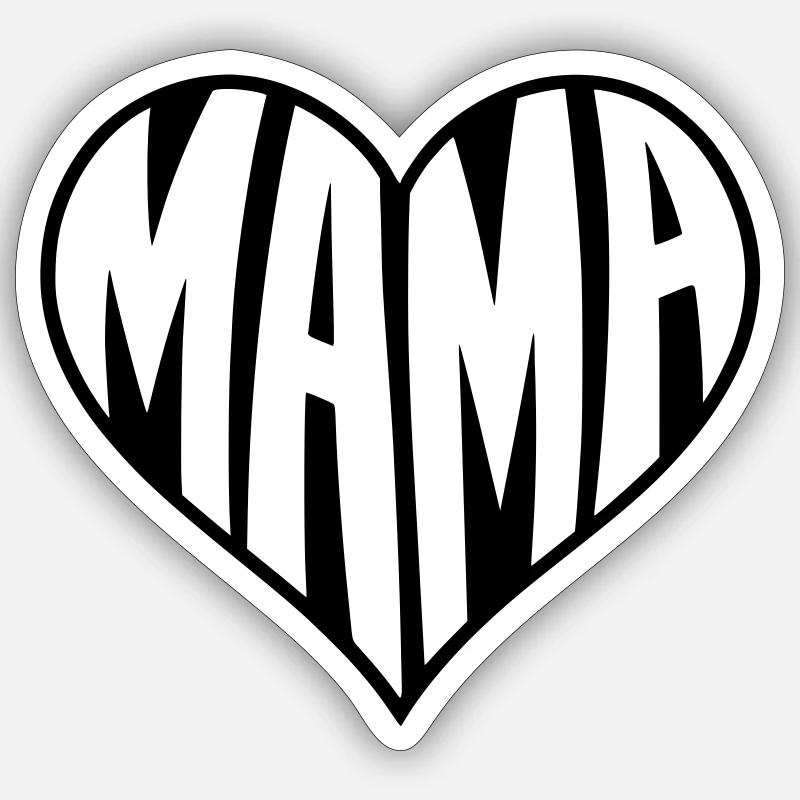 Typographie de Mom Heart - Sticker taille S (10 x 10 cm) - blanc mat