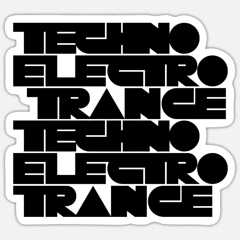 Techno Electro Trance Musik - Sticker Größe S (10 x 10 cm) - Mattweiß
