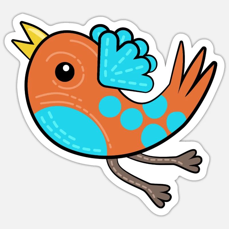 Litte Orange Bird - Sticker size S (10 x 10 cm) - white matte