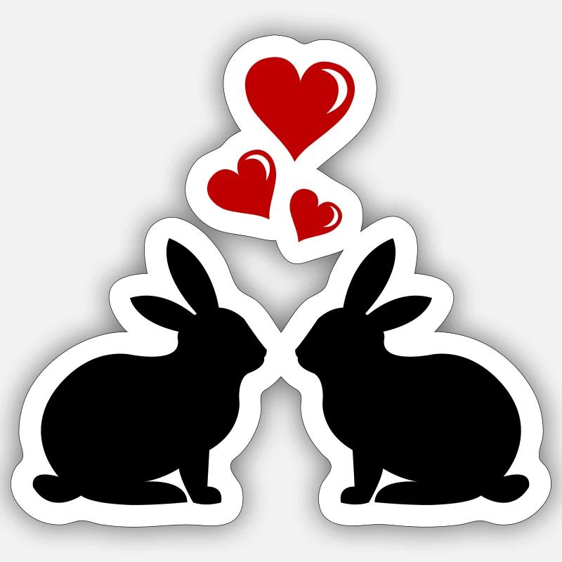 hasen_liebe - Sticker Größe S (10 x 10 cm) - Mattweiß
