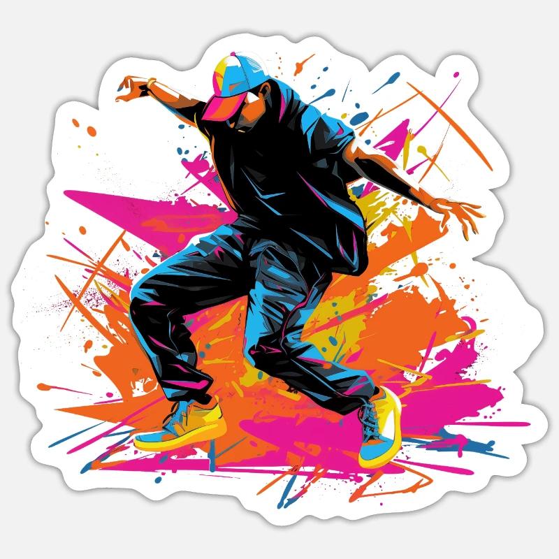 Synthwave rétro B Boy Sticker taille S (10 x 10 cm)