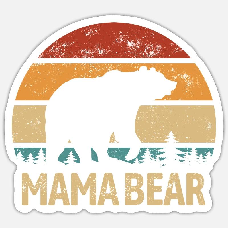 Mama Bear - Muttertag - Vintage Geschenk Sticker Größe S (10 x 10 cm)