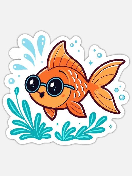 Orange Fish Aquatic Scope - Sticker Größe S (10 x 10 cm) - Mattweiß