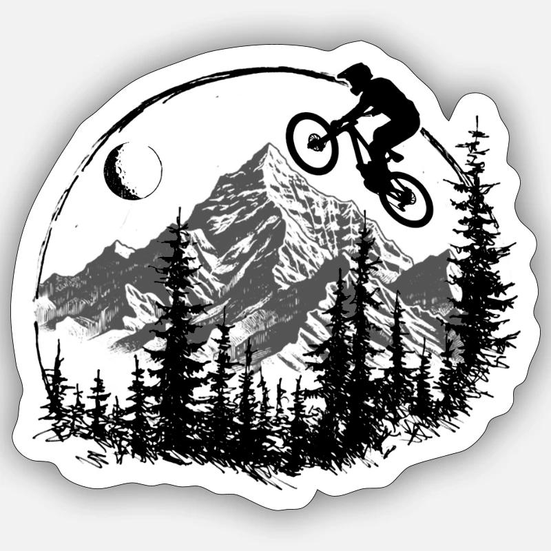 Saut de VTT au clair de lune Sticker taille S (10 x 10 cm)