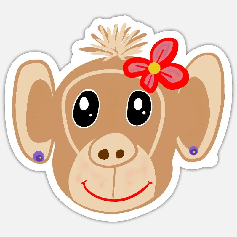 Affe Mädchen Affen Kinder Sticker Größe S (10 x 10 cm)