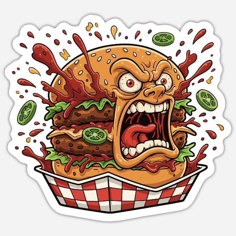 Angry Burger Splash - Sticker size S (10 x 10 cm) - white matte
