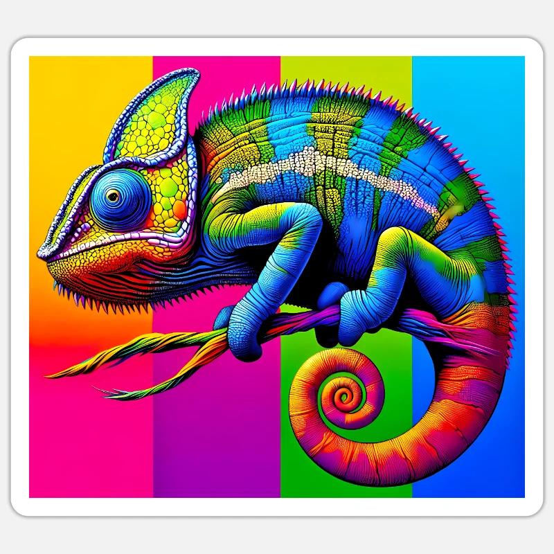 Chamäleon - Sticker Größe S (10 x 10 cm) - Mattweiß