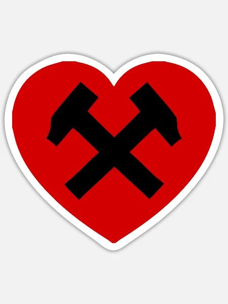 Herz mit Hammer und Sichel - Sticker Größe S (10 x 10 cm) - Mattweiß
