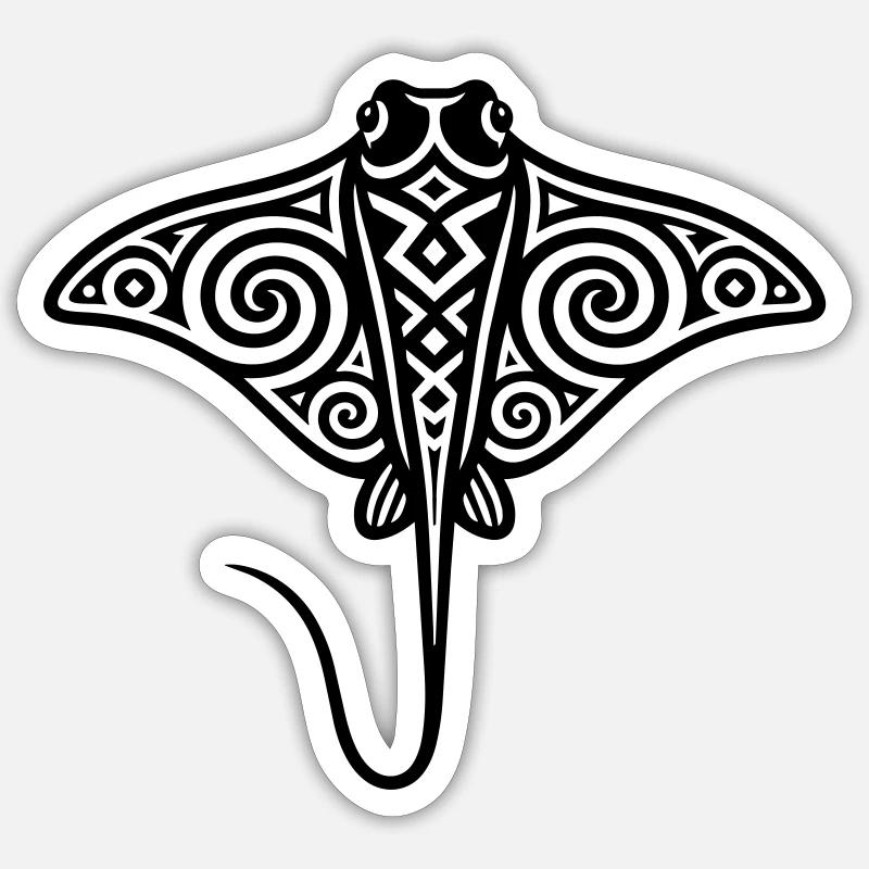Raie maorie - Sticker taille S (10 x 10 cm) - blanc mat