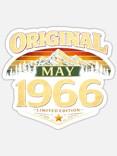 60. Geburtstag Geschenk Original Mai 1966 - Sticker Größe S (10 x 10 cm) - Mattweiß