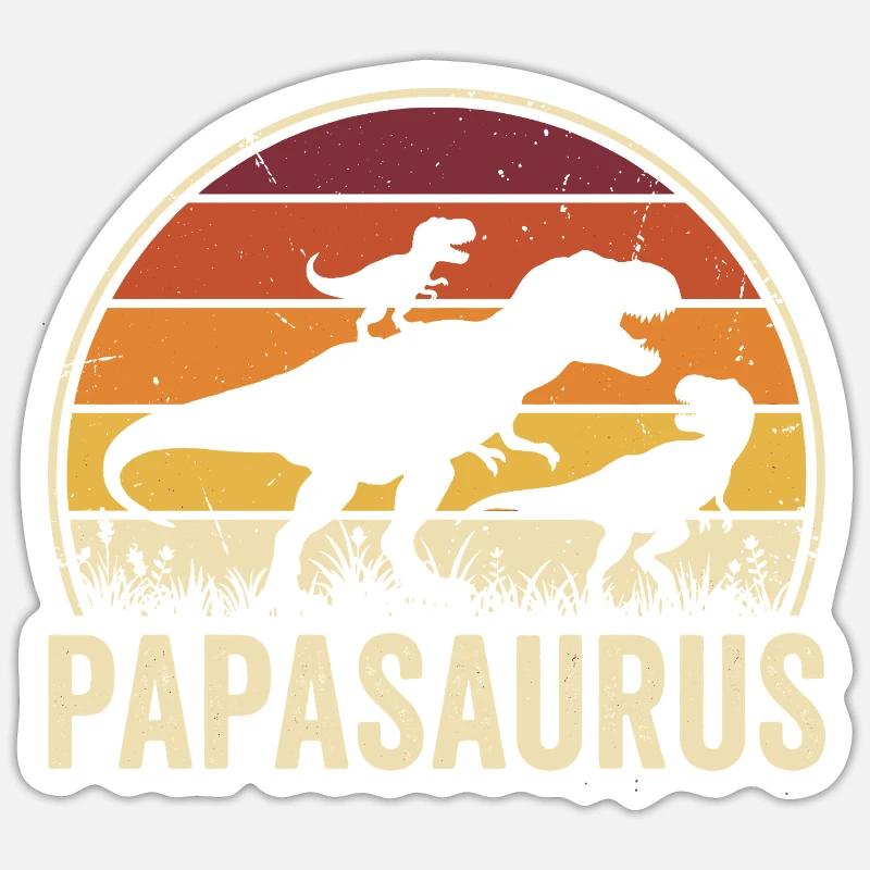 Papasaurus Dad Dinosaur Father Papa - Sticker size S (10 x 10 cm) - white matte