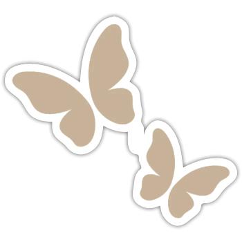Beige Butterfly Pattern - Sticker size S (10 x 10 cm) - white matte - Front