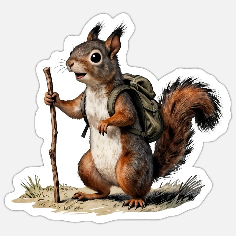 Naturforscher für Oldtimer-Eichhörnchenwanderer - Sticker Größe S (10 x 10 cm) - Mattweiß