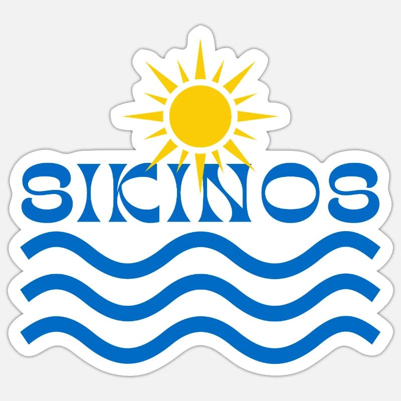 Sikonos-Sun Over Blue Waves  - Sticker size S (10 x 10 cm) - white matte