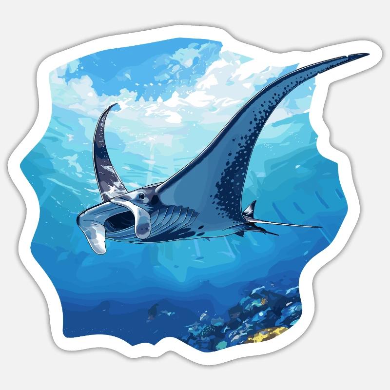 Rochen Mantarochen - Sticker Größe S (10 x 10 cm) - Mattweiß