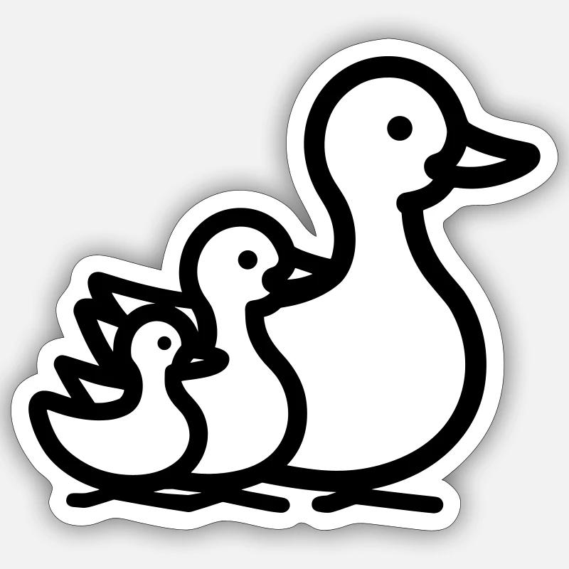 Duck Family - Sticker size S (10 x 10 cm) - white matte