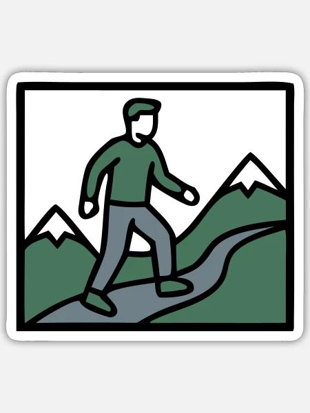 Wanderer Berge Bergsteigen Wandern Wandergruppe - Sticker Größe S (10 x 10 cm) - Mattweiß