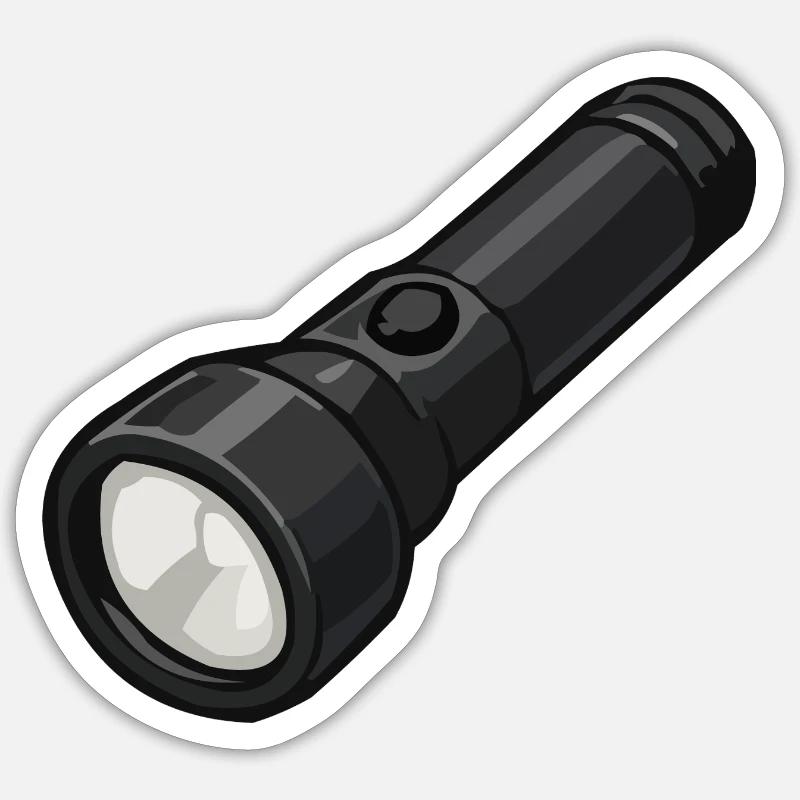 Compact Flashlight Illustration - Sticker size S (10 x 10 cm) - white matte