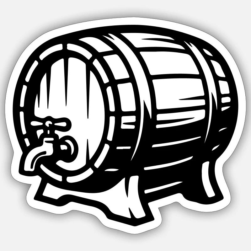 Bierfass Symbol Bier - Sticker Größe S (10 x 10 cm) - Mattweiß