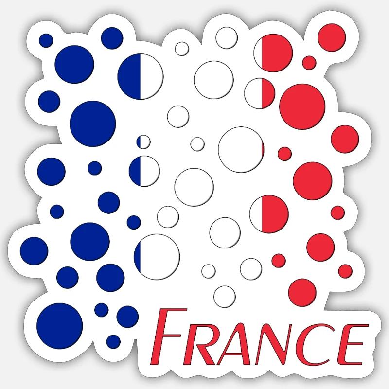 France Dot Pattern Flag - Sticker size S (10 x 10 cm) - white matte