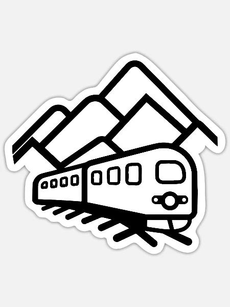 Zug Zeichnung - Sticker Größe S (10 x 10 cm) - Mattweiß