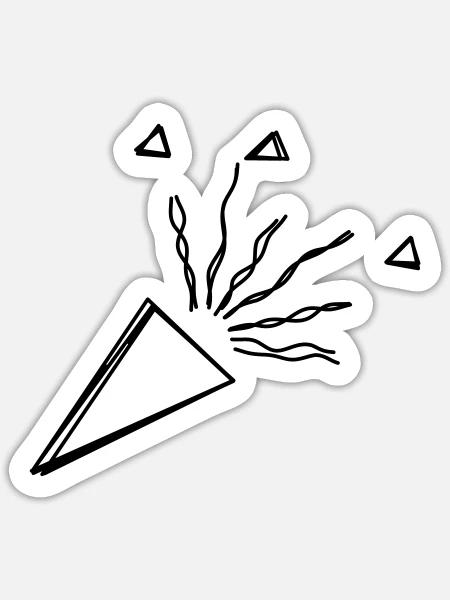 Partyknaller handgezeichnet - Sticker Größe S (10 x 10 cm) - Mattweiß