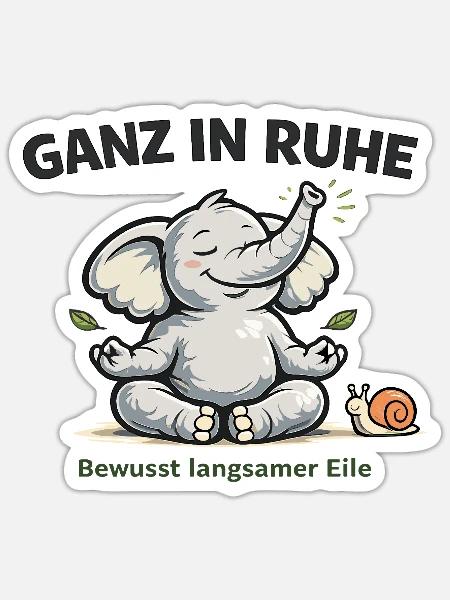 Ganz in Ruhe – Elefant für mehr Gelassenheit - Sticker Größe S (10 x 10 cm) - Mattweiß