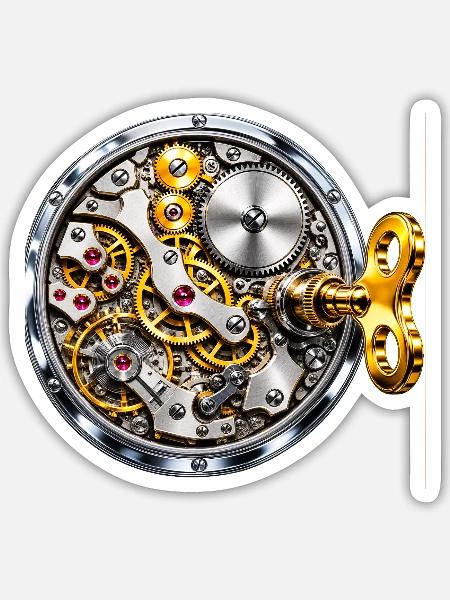 Gold Movement Mechanical - Sticker Größe S (10 x 10 cm) - Mattweiß