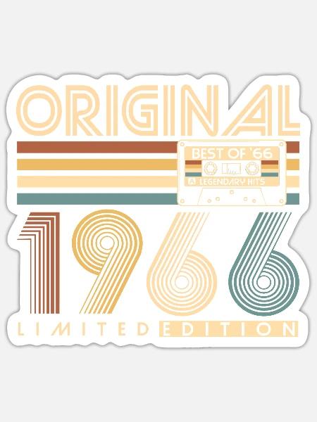 Original 1966 Jahrgang Vintage Retro Geburtstag - Sticker Größe S (10 x 10 cm) - Mattweiß