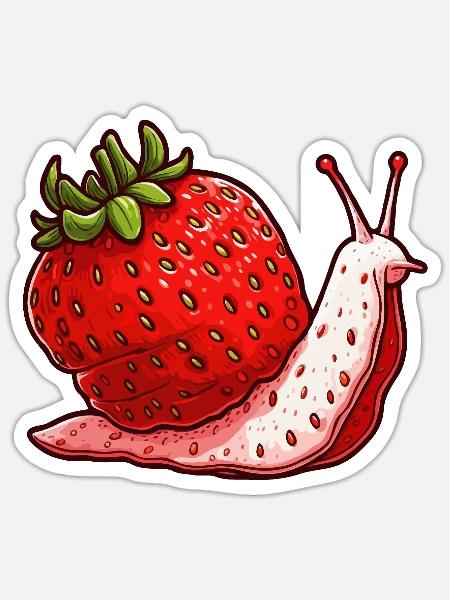 Erdbeer Schnecke - Sticker Größe S (10 x 10 cm) - Mattweiß