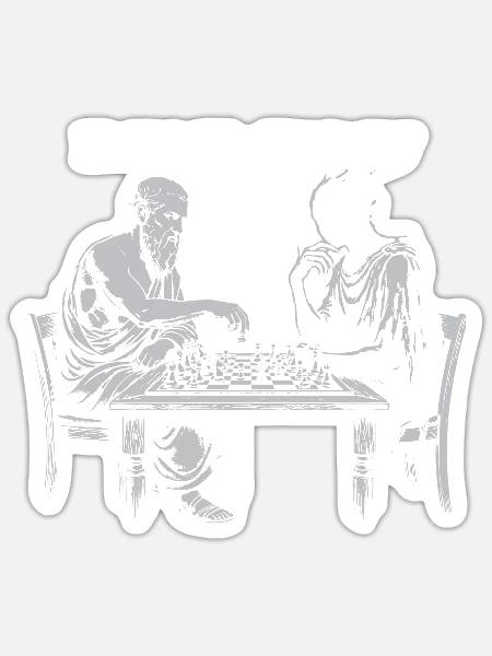 Platon spielt Schach gegen Shadow - Sticker Größe S (10 x 10 cm) - Mattweiß