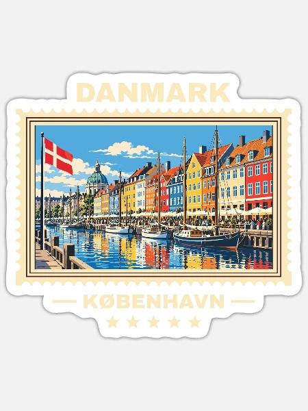 Danmark København Vintage Reisemarke - Sticker Größe S (10 x 10 cm) - Mattweiß