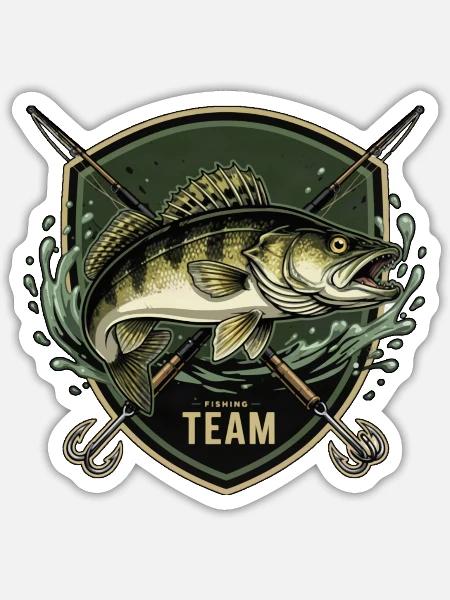 Zander Fishing Team – Dark Angler Badge - Sticker Größe S (10 x 10 cm) - Mattweiß