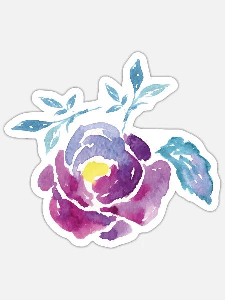Wasserfarbene Rosenblüte - Sticker Größe S (10 x 10 cm) - Mattweiß
