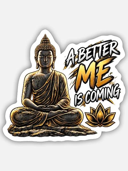 Besseres Ich kommt Buddha - Sticker Größe S (10 x 10 cm) - Mattweiß