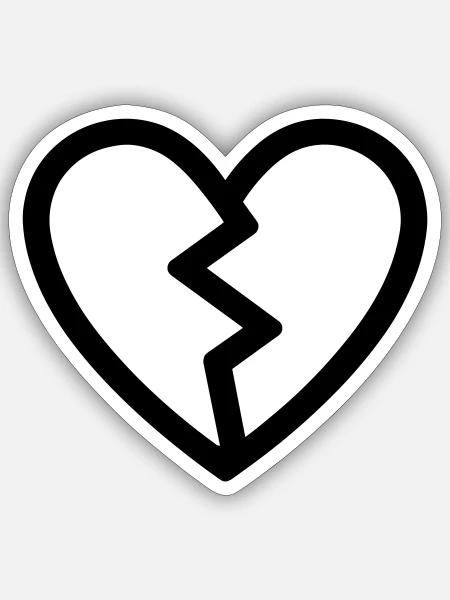 gebrochenes Herz - Sticker Größe S (10 x 10 cm) - Mattweiß