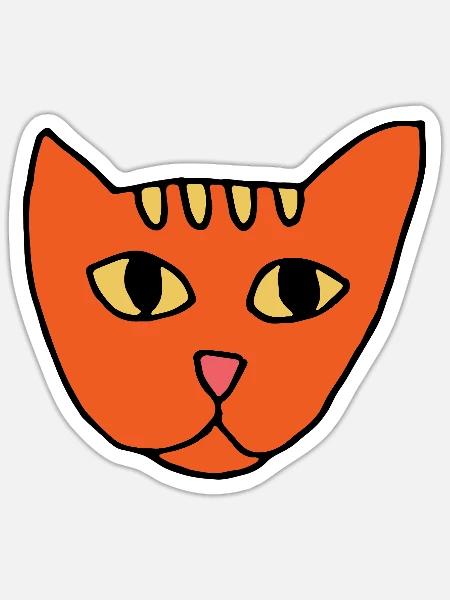 Orange Katzengesicht Pop-Art - Sticker Größe S (10 x 10 cm) - Mattweiß