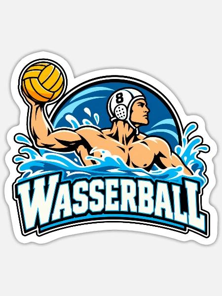 Wassersportheld Wasserball - Sticker Größe S (10 x 10 cm) - Mattweiß