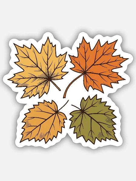Tanzende Herbstblätter - Sticker Größe S (10 x 10 cm) - Mattweiß