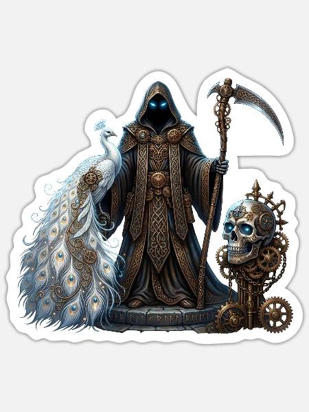 Der Mitternachtspfau – Stea Gothic Elegance - Sticker Größe S (10 x 10 cm) - Mattweiß