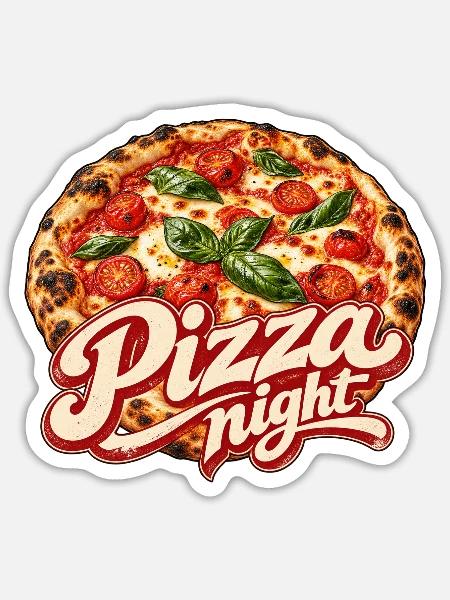 Pizza Night Logo Druck - Sticker Größe S (10 x 10 cm) - Mattweiß