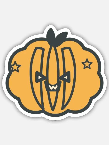 Lachender Kürbis Sternenhimmel - Sticker Größe S (10 x 10 cm) - Mattweiß