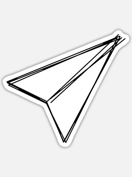 Papierflieger handgezeichnet - Sticker Größe S (10 x 10 cm) - Mattweiß