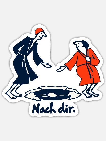 Eisbaden lustig: Nach dir! Geschenk für Eisbader - Sticker Größe S (10 x 10 cm) - Mattweiß