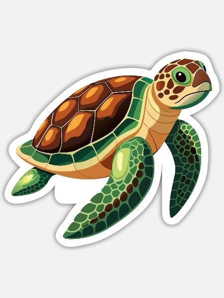 Meeresschildkröte - Sticker Größe S (10 x 10 cm) - Mattweiß