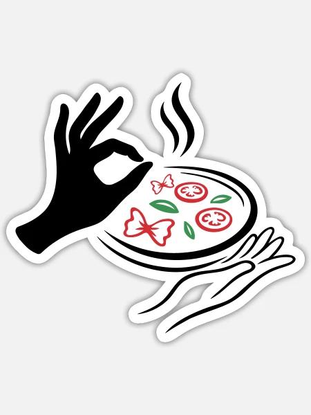 Pizza Lover – Italienische Pizza Geste - Sticker Größe S (10 x 10 cm) - Mattweiß