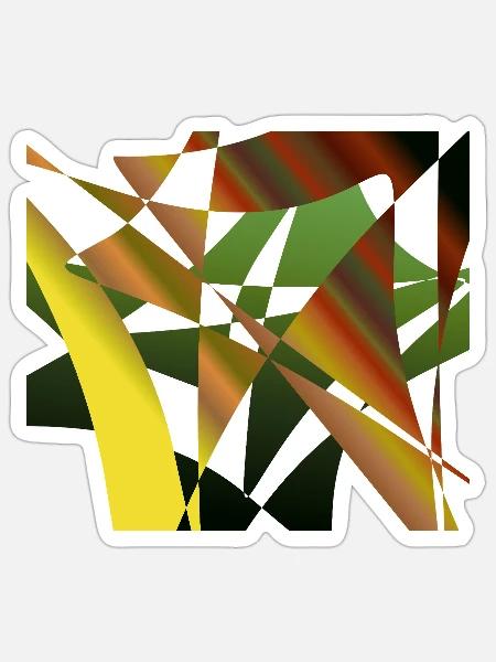 Abstrakte Fragmente Grüner Ocker - Sticker Größe S (10 x 10 cm) - Mattweiß