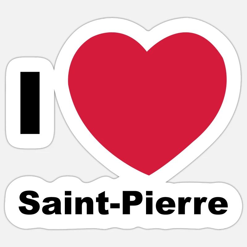i love saint pierre - Sticker taille S (10 x 10 cm) - blanc mat